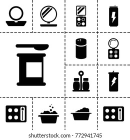 Powder icons. set of 13 editable filled powder icons such as pepper, eyeshadow palette