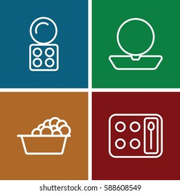 powder icons set. Set of 4 powder outline icons such as powder, eyeshadow palette