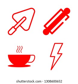 powder icons set with coffee icon, trowel and flash symbol vector set