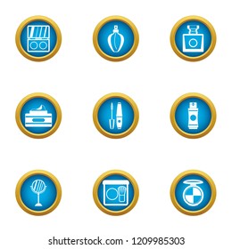 Powder icons set. Flat set of 9 powder vector icons for web isolated on white background