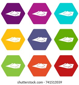 Powder marijuana icon set many color hexahedron isolated on white vector illustration