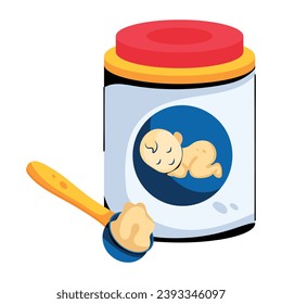 Frasco de leche en polvo, icono plano personalizable 
