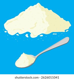 leche en polvo y cuchara de Vector.