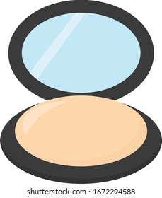 Powder with mirror, illustration, vector on white background.