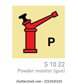  Powder Monitor Gun - International Fire Control And Safety Signs - Monitor Gun Signs, Powder, Self Adhesive Vinyl, Fire Equipment, Signsontrol Symbols, 