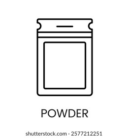 A powder package icon in vector, representing powdered drugs or supplements, with an editable stroke.