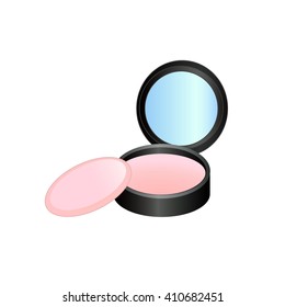 Powder pink for skin icon beauty salon cosmetics. Powder illustration. Vector clip art of pink powder for skin. Make up element, closeup. Powder pink for skin isolated on white background
