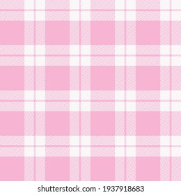 Powder pink and white classic plaid. Seamless vector check pattern suitable for fashion, interiors, plus Easter and baby shower decor.