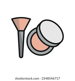 Powder puff beauty make up icon vector basic design simple and modern concept graphic