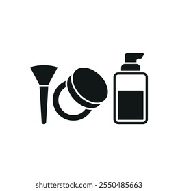 Powder puff and foundation bottle set beauty saloon icon vector basic design simple and modern concept graphic