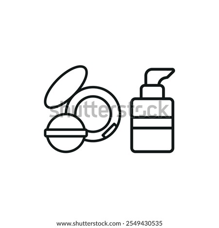Powder puff and foundation bottle set beauty saloon icon vector basic design simple and modern concept graphic