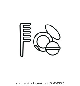 Powder puff and hair brush set beauty saloon icon vector basic design simple and modern concept graphic