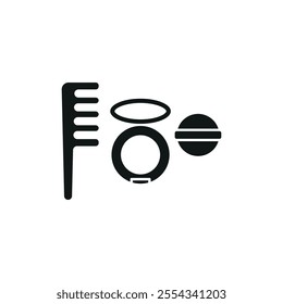 Powder puff and hair brush set beauty saloon icon vector basic design simple and modern concept graphic