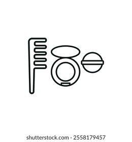 Powder puff and hair brush set beauty saloon icon vector basic design simple and modern concept graphic