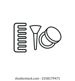 Powder puff and hair brush set beauty saloon icon vector basic design simple and modern concept graphic