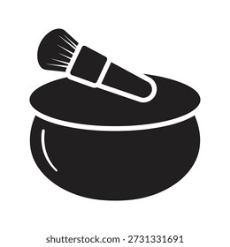 Ilustración vectorial de icono de soplo de polvo que muestra el envase cosmético Espejo Esponja Aplicador Maquillaje Producto de belleza Concepto de cuidado facial compacto Aislado Elemento de diseño de fondo blanco