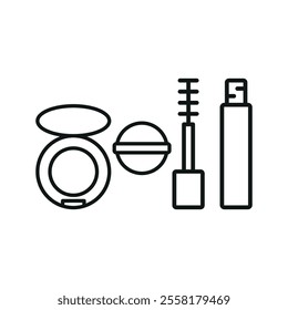 Powder puff and mascara set beauty saloon icon vector basic design simple and modern concept graphic