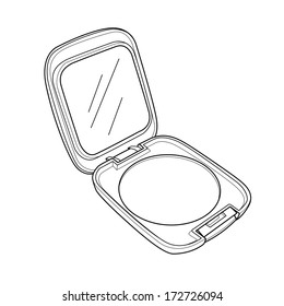 powder puff out line vector