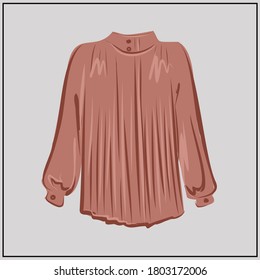 Powder Silk Blouse. A Classic Shirt. Oversize. Fashion. The Basic Wardrobe Of A Minimalist. Autumn Clothes. Set. Isolated Vector Object.