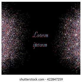 Powder with sparkles on a black backdrop. Abstract shiny background.