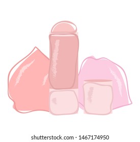 Powder and sponge for make up. Flat icon. Vector illustration on white background.