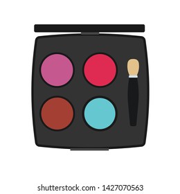 Powder top view cosmetic beauty face vector icon makeup. Compact woman blusher mirror. Tone skin round glamour product