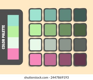 Powderblue palegreen honeydew hotpink color palette, colour matching, rgb colors, harmonious colours catalog sample, design and edit idea