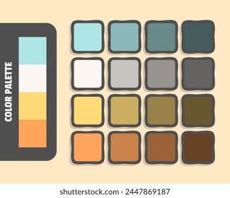 Powderblue seashell khaki sandybrown color palette, colour matching, rgb colors, harmonious colours catalog sample, design and edit idea