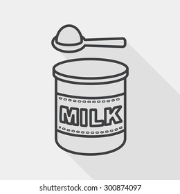 Powdered milk dairy food flat icon with long shadow,eps 10, line icon