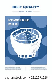 Powdered milk. Dairy milk product. Abstract Vector Packaging Design Layouts Bundle. Modern Typography Banners with cow pattern. Hand Drawn vector.