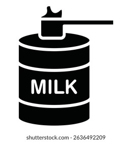 Powdered milk icon Flat outline fill black and white