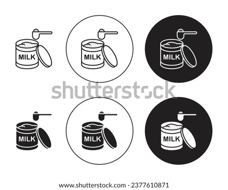Powdered milk vector icon set in black filled and outlined style.