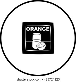 Symbol für orangefarbene Getränkeverpackung in Pulverform