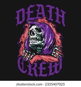 Powell Grim Reaper Skull Death Crew Vector Illustration