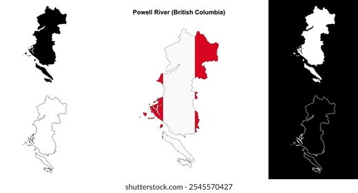 Powell River district (British Columbia) outline map set