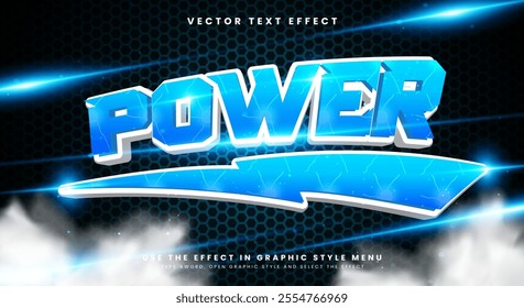 Power 3D editable text effect Template Suitable for electric Blue style theme