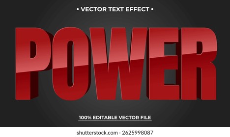 Efeito de texto editável Power 3d com cor vermelha adequada para temas de batalha