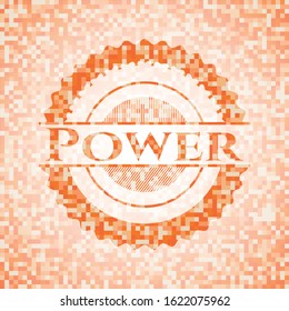 Power abstract orange mosaic emblem