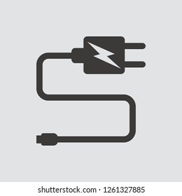 Power adapter icon isolated of flat style. Vector illustration.