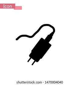 Power adapter icon isolated of flat style. Vector illustration.
