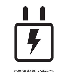 Power adapter icon with lightning bolt symbol for fast charging concept.