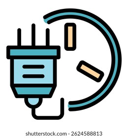 Icono del enchufe del adaptador de corriente. Contorno adaptador de corriente enchufe de Vector icono de color plano aislado