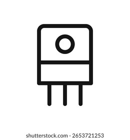 Ícone da linha do transistor do amplificador de potência, símbolo do vetor do componente eletrônico do triodo com traço editável