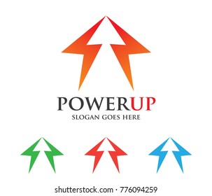 Power Up Arrow Electricity Spark Vector Logo Design