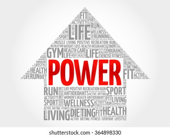 POWER arrow word cloud, health concept