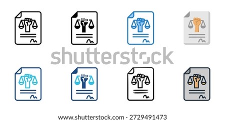 Power of Attorney icons set multiple style collection. Editable stroke 
