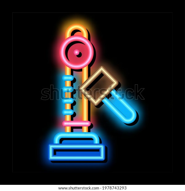 power attraction to measure strength\
neon light sign vector. Glowing bright icon power attraction to\
measure strength sign. transparent symbol\
illustration