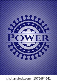 Power badge with denim background
