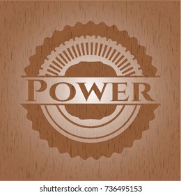 Power badge with wood background