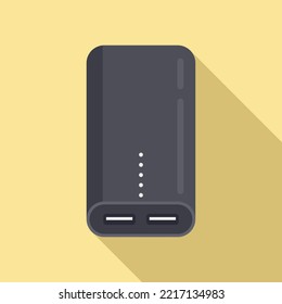 Power Bank Battery Icon Flat Vector. Mobile Charger. Phone Powerbank